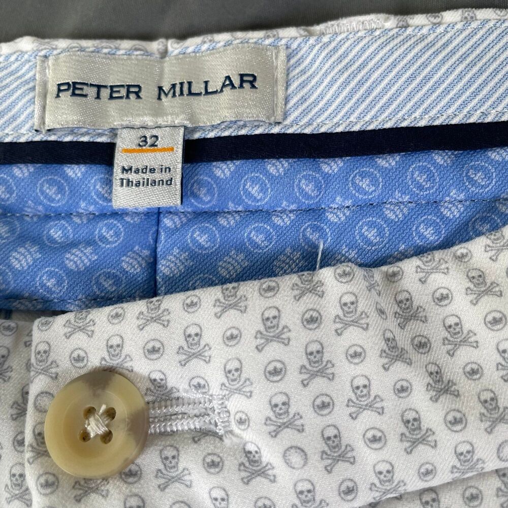 Peter Millar Chino Shorts Men’s Size 32 Skeleton All Over Print Golf Halloween